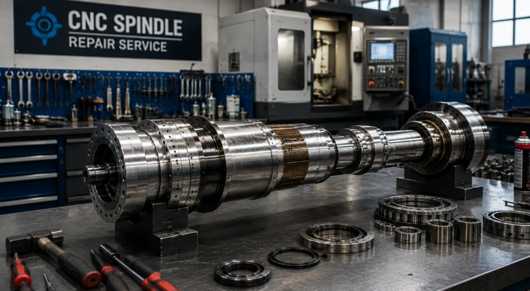 Recondicionamento de mandril CNC em curso